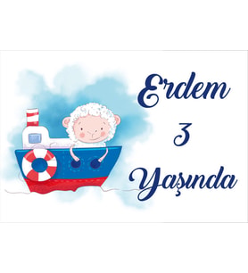 Gemi Temalı Doğum Günü Afişi