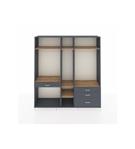 Hyperion Dolap 7 Raflı 4 Çekmeceli 3 Askılı 220x44x243 Antrasit-Çam/Antrasit