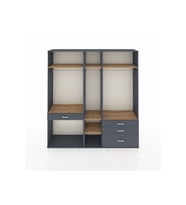 Hyperion Dolap 7 Raflı 4 Çekmeceli 3 Askılı 220x44x243 Antrasit-Çam/Antrasit