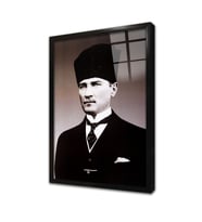 Kalpaklı Atatürk Çerçeveli Cam Tablo