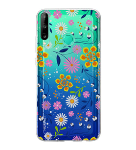Huawei P40 Lite E Uyumlu Kapak Flowers Tasarımlı Şeffaf Silikon Kılıf