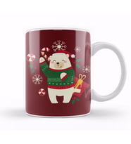 Happy Christmas Polar Bear Kupa Bardak Porselen