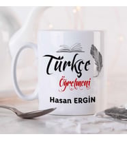 Kişiye Özel Türkçe Öğretmeni Kupa Bardak HA36 (Beyaz - Beyaz)