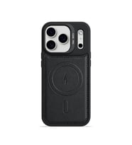 iPhone 17 Pro GripStand MagSafe Deri Kılıf Siyah