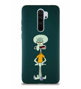Xiaomi Redmi Note 8 Pro Soft Premier Kapak Squidward Dokunaç Tasarımlı Silikon Kılıf - Yeşil (Şeffaf)