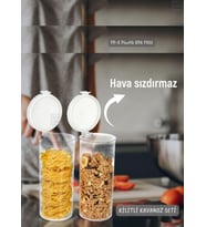 2’li Kilitli Silindir Kavanoz Seti Erzak Kabı Hava Sızdırmaz 1,3 litre x 2 BPA FREE
