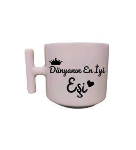 Dünyanın En Iyi Eşi Sevgili-eş-kardeş Sevgililer Günü Özel Tasarım El Yapımı T Kulplu Fincan