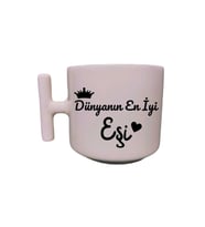 Dünyanın En Iyi Eşi Sevgili-eş-kardeş Sevgililer Günü Özel Tasarım El Yapımı T Kulplu Fincan