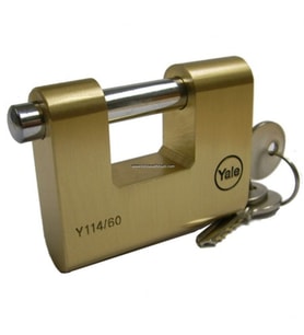 Yale 80 mm oval kayar pimli milli prinç sarı asma kilit