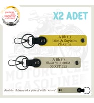 Yol Arkadaşlarına Özel İsim Plaka, A Rh (-) Kan Grubu Yazılı Kişisel x2 Anahtarlık, Sarı-S Kahve-SK