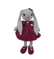 Fuşya Şirin Uzun Kulak Tavşan Uyku Arkadaşı Amigurumi Organik Oyuncak