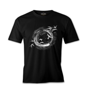 Black Hole Birds Flying Around Siyah Erkek Tshirt