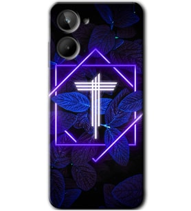 Realme 10 4G Kılıf HD Desen Baskılı Kılıf - Dark Neon Yaprak T Harfi
