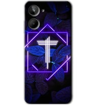 Realme 10 4G Kılıf HD Desen Baskılı Kılıf - Dark Neon Yaprak T Harfi
