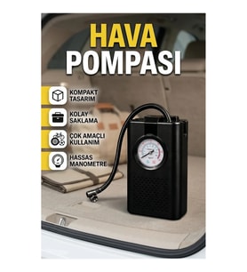 Analog Manometreli Taşınabilir Araç Hava Pompası – Lastik Şişirme