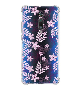 Xiaomi Mi 9T Köşe Korumalı Antişok Kapak Floral Pudra Tasarımlı Şeffaf Silikon Kılıf