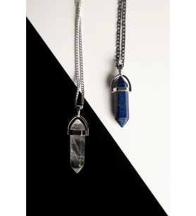 Taşmeran Kristal Kuvars-Lapis Lazuli Doğal Taş Çivi Çift Sevgili Kolyeleri Tky0238