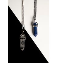 Taşmeran Kristal Kuvars-Lapis Lazuli Doğal Taş Çivi Çift Sevgili Kolyeleri Tky0238