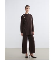 LCW Modest Kahverengi Beli Lastikli Geniş Paça Kadın Triko Pantolon