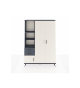 Arges Dolap 5 Raflı 2 Çekmeceli Tek Askılı 132x30x195 Antrasit-Aytaşı/Antrasit