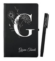 Doğumgünü Hediyesi Kişiye Özel Hazırlanmış Siyah Defter ve Kalem Seti