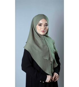 Fıstık Yeşili Pratik Hazır Geçmeli Tesettür Eşarp Pamuk Caz Kumaş Çift Katlı Çapraz Hijab 2304_36