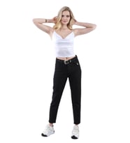 Kadın Siyah Mom Reaktif Kot Pantolon BGL-ST02252