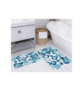 Rovigo Home Dijital Baskılı 2'li Banyo paspas Takımı RVG5252 (Mavi)