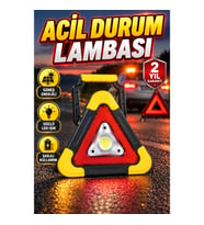 Güneş Enerjili Şarjlı Işıklı İkaz Lambası Reflektör Üçgen LED Acil Durum Feneri