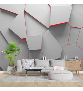 3 Boyutlu Geometrik Kabartma Görünümlü Duvar Kağıdı