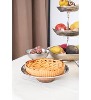 Ahşap Ayaklı Çelik 23 cm Tatlı Meyve Servis/Sunum Tepsisi