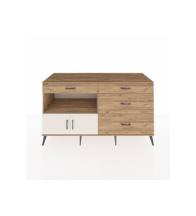 Kronos Konsol Tek Raflı 4 Çekmeceli 2 Kapaklı 176x59x99 Çam-Aytaşı/Çam