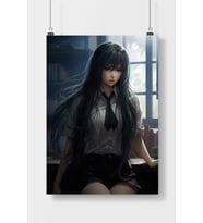 Japon Öğrenci Anime Kız Poster Çerçevesiz Parlak Kağıt
