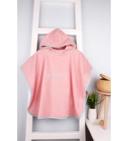 %100 Pamuk Outlet 75x60 Nakışlı Kapüşonlu Çocuk Panço (Pembe)