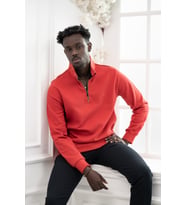 Regular Fit Biyeli Fermuarlı Dik Yaka Armürlü Pamuklu Sweatshirt