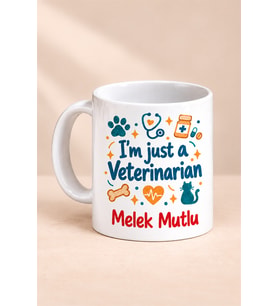 Kişiye Özel Veteriner Temalı Baskılı Beyaz Kupa - Veterinere Hediye Bardak Fincan Mug