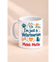 Kişiye Özel Veteriner Temalı Baskılı Beyaz Kupa - Veterinere Hediye Bardak Fincan Mug