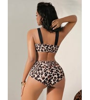 Fantezia Night Kadın Leopar Desenli Sütyen Kilot Takımı 5153