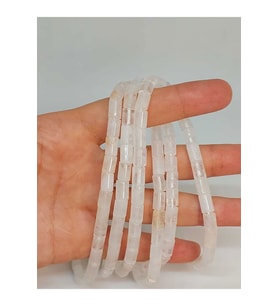 Bileklik Boy Kristal Kuvars Taşı Silindir Kesim 5.5x7.5mm Yarım Dizi (49302) (18CM UZUNLUĞUNDADIR)