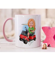 Bk Gift Kişiye Özel Golf Oyuncusu Karikatürlü Pembe Kupa Bardak-5, Sevgiliye Hediye, Arkadaşa Hediye