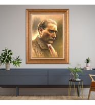 Altın Varaklı Paspartulu Çerçeveli Tablo rv1563