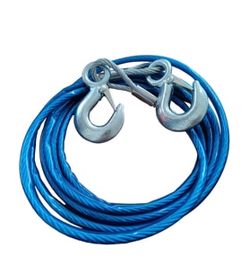Karabinalı Mavi İzole Çelik Çekme Çeki Halatı 6 mm 5 Ton 3.5 Metre
