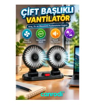 Çift Başlıklı Taşınabilir Vantilatör – Araç, Ev ve Masaüstü Kullanıma Uygun