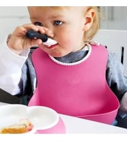 Çocuk Bebek Mama Önlüğü Dökülme Engelleyici Bükülebilir Pembe (5343)