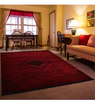 Afgan Türkmen Otantik Desenli Bordo Oturma Odası Salon Mutfak Halısı 5366A_ZS72
