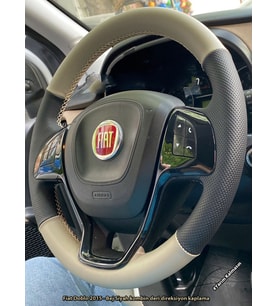 Fiat Doblo D4 Araca Özel Direksiyon Kılıfı (KREM DERİ BEJ DEĞİLDİR) (Karışık)
