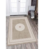 Bej Çerçeveli Kaymaz Tabanlı Makinede Yıkanabilir Halı AR689 - 100 x 160 cm