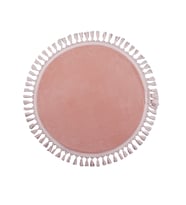 Modern Dekoratif Yuvarlak Puffy Peluş Ponpon Saçaklı Salon Oturma Odası Halısı Pembe