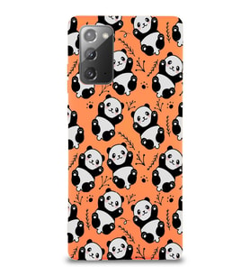 Samsung Galaxy Note 20 Uyumlu Lansman Kılıf Panda Tasarımlı İçi Kadife Kapak-Turuncu (Şeffaf)