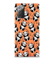 Samsung Galaxy Note 20 Uyumlu Lansman Kılıf Panda Tasarımlı İçi Kadife Kapak-Turuncu (Şeffaf)